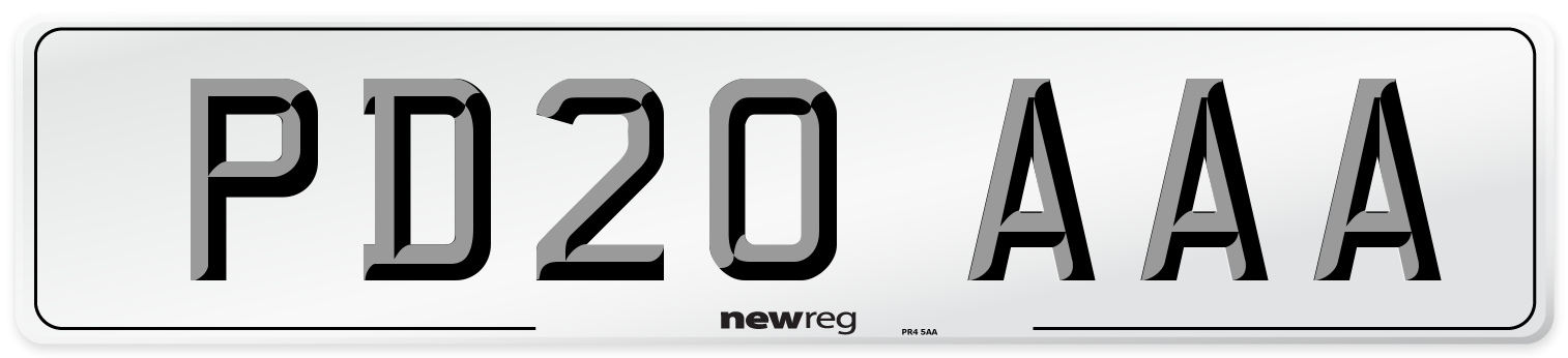 PD20 AAA Number Plate from New Reg